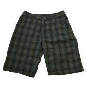 Quiksilver Shorts Mens Chino Gray Plaid Size 30 Flat Front Casual Surf Skate Y2K